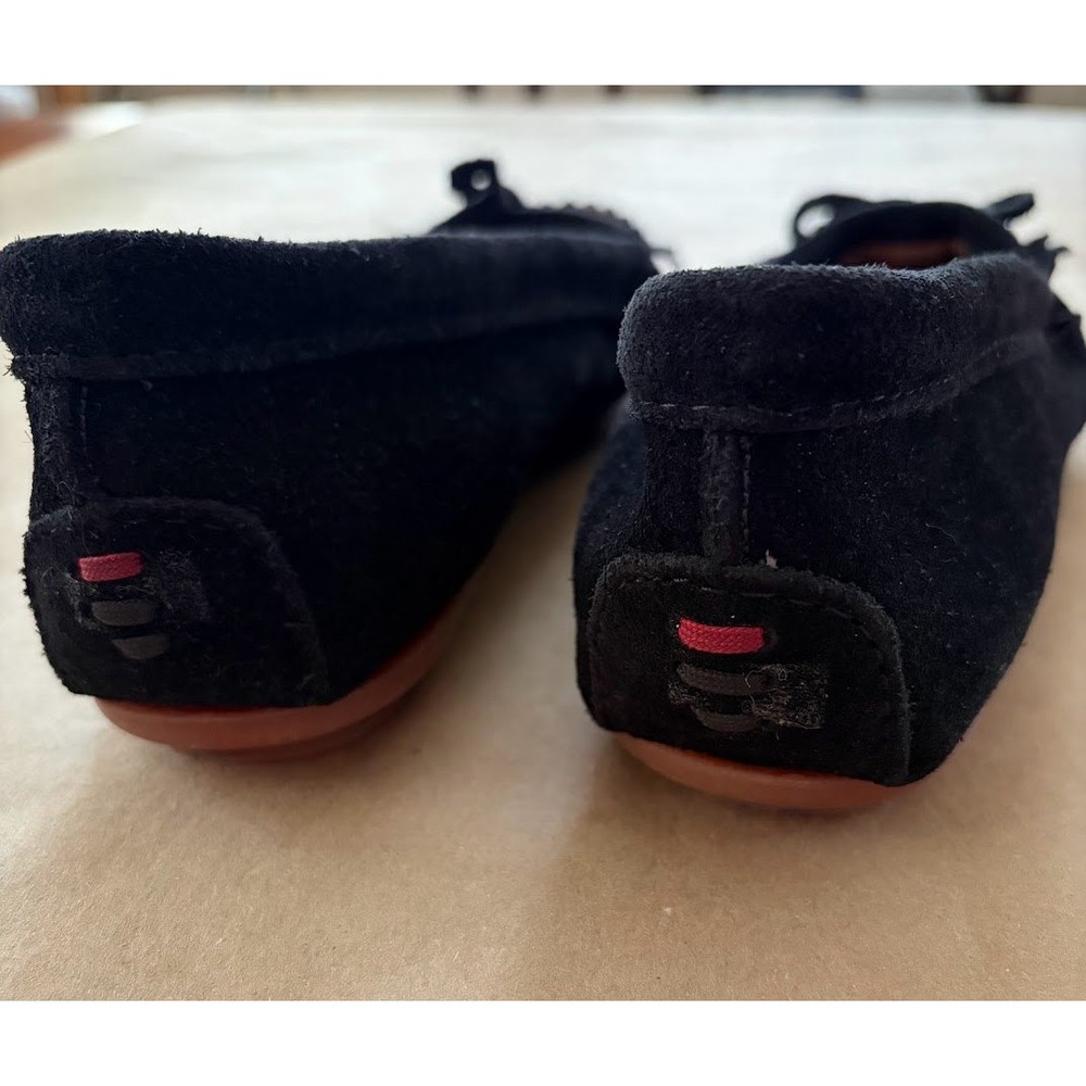 Minnetonka Thunderbird II Black Suede Leopard Beaded Moccasins 8.5 New Southwest - Picture 3 of 5